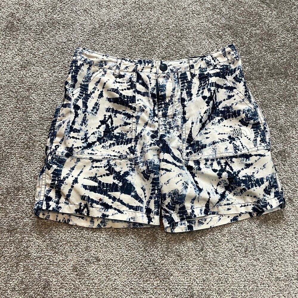 The North Face Shorts Girls Large 14/16 White Blue Pockets Hiking Outdoor Camp